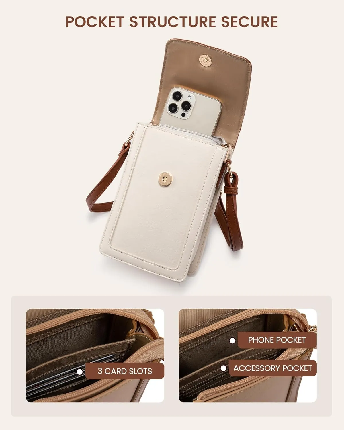LOVEVOOK Small Crossbody Bags for Women, Leather Phone Bag with Cross Body Strap Mini Purse Wallet with Card Slots