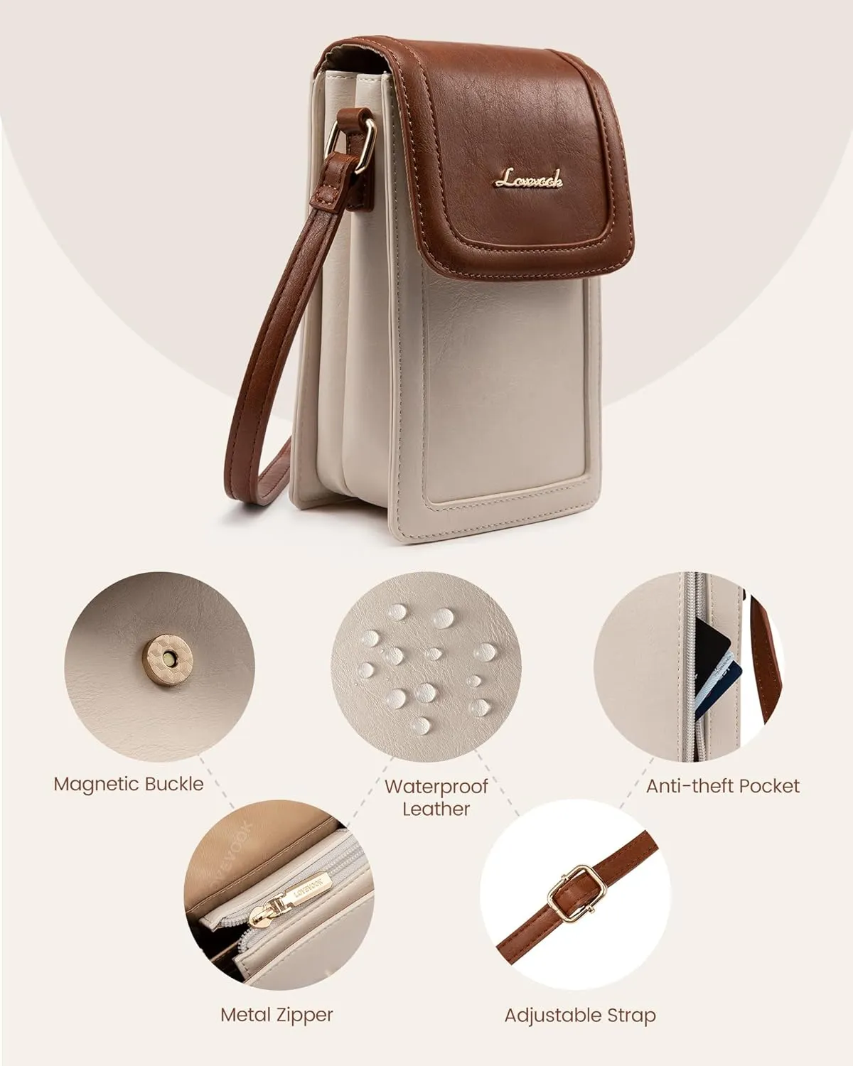 LOVEVOOK Small Crossbody Bags for Women, Leather Phone Bag with Cross Body Strap Mini Purse Wallet with Card Slots