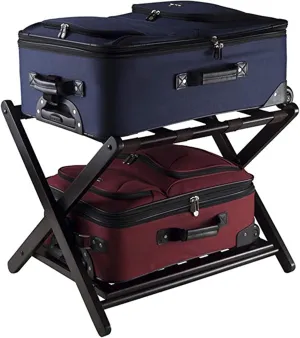 Luggage Rack - Luggage Holder for Suitcases, Foldable Double Layer Luggage Rack, Black Solid Wood Travel Bag Storage Shelf for Hotel Rooms，Shoe Rack Suitcase Holder, 60X40X58CM (Size : 1pcs)