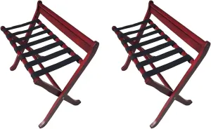 Luggage Rack Suitcase Holder For Guest Room Set Of 2 - Folding Hotel Specific Luggage Shelf, Solid Wood Travel Bag Organizer Floor Shelf Luggage Rack, For Home Bedroom Guest Room Hotel ( Color : Brown