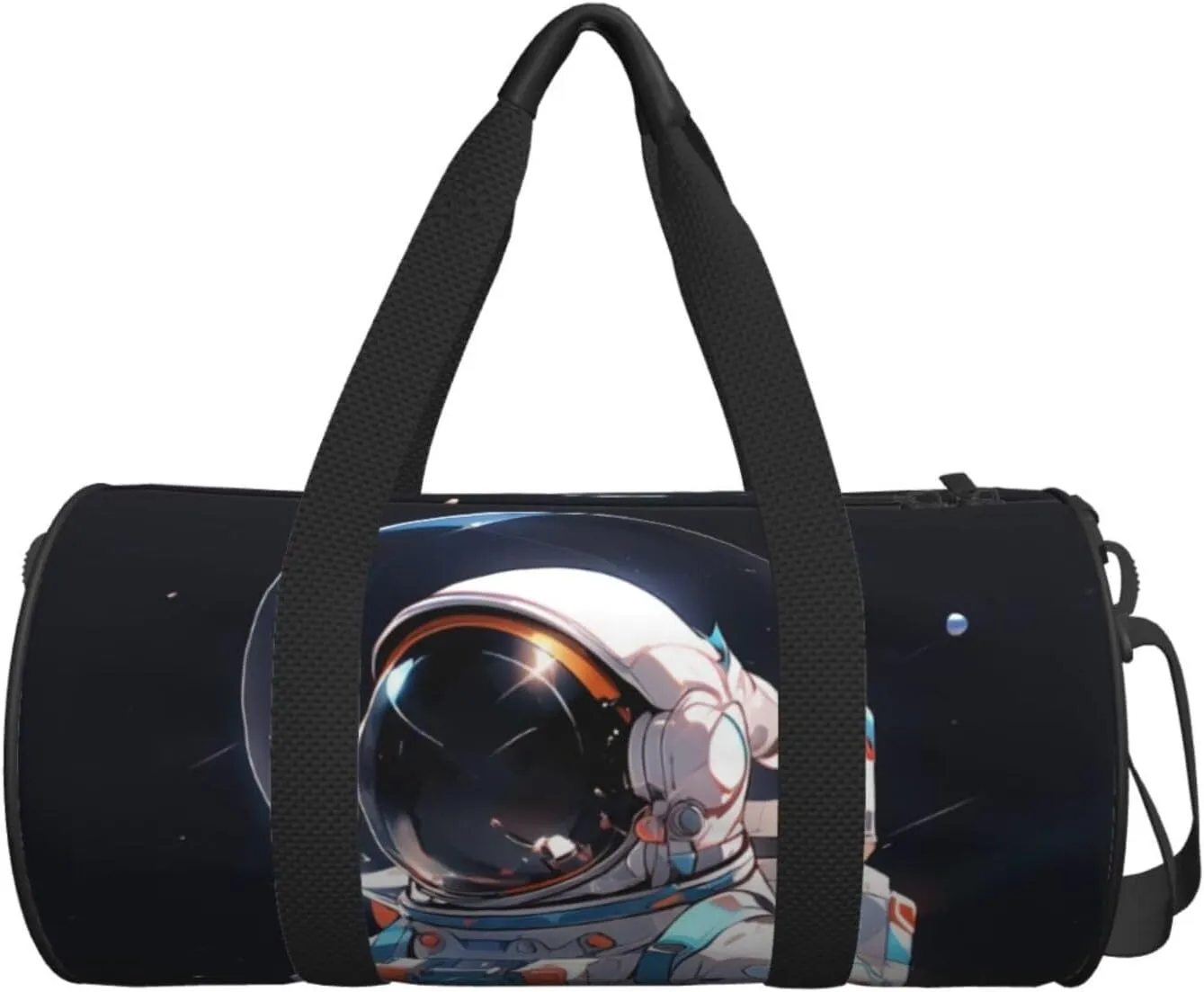Lunar Astronaut Printed Travel Bag,Round Personal Item Storage bag,Foldie Duffel Bag for Traveling Vacation,Fitness,Sports