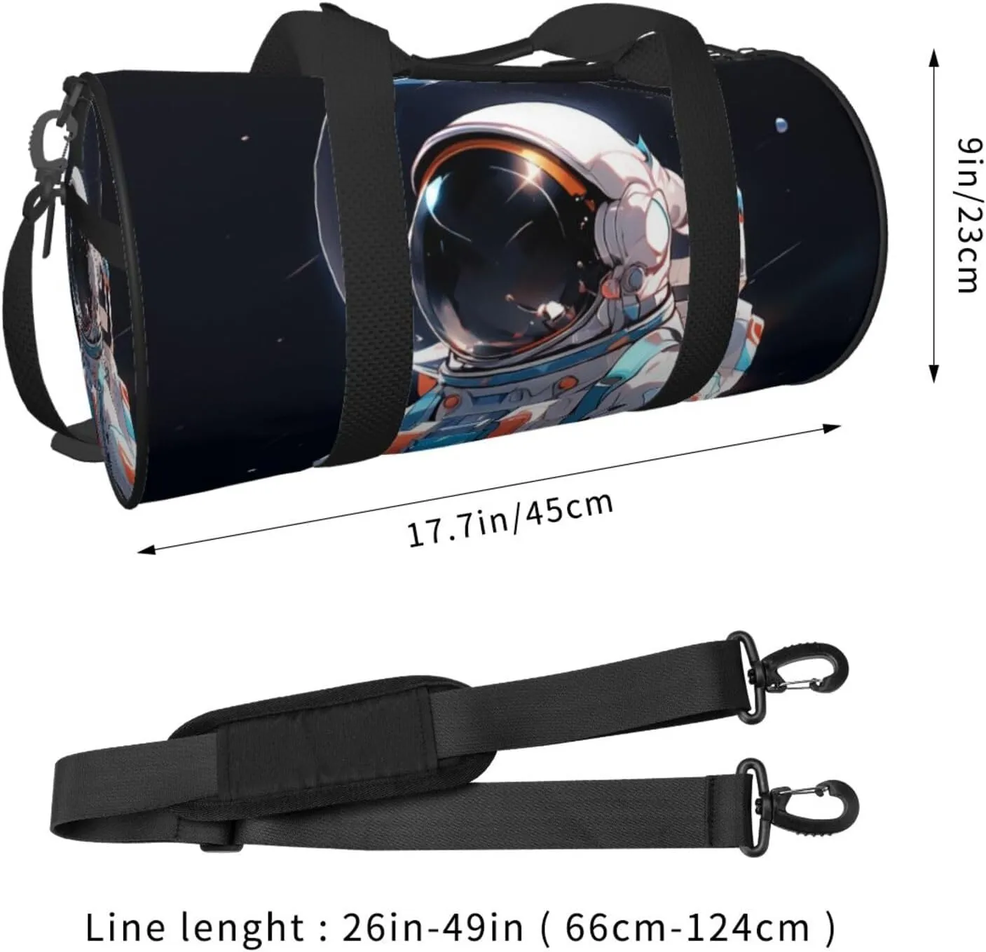 Lunar Astronaut Printed Travel Bag,Round Personal Item Storage bag,Foldie Duffel Bag for Traveling Vacation,Fitness,Sports