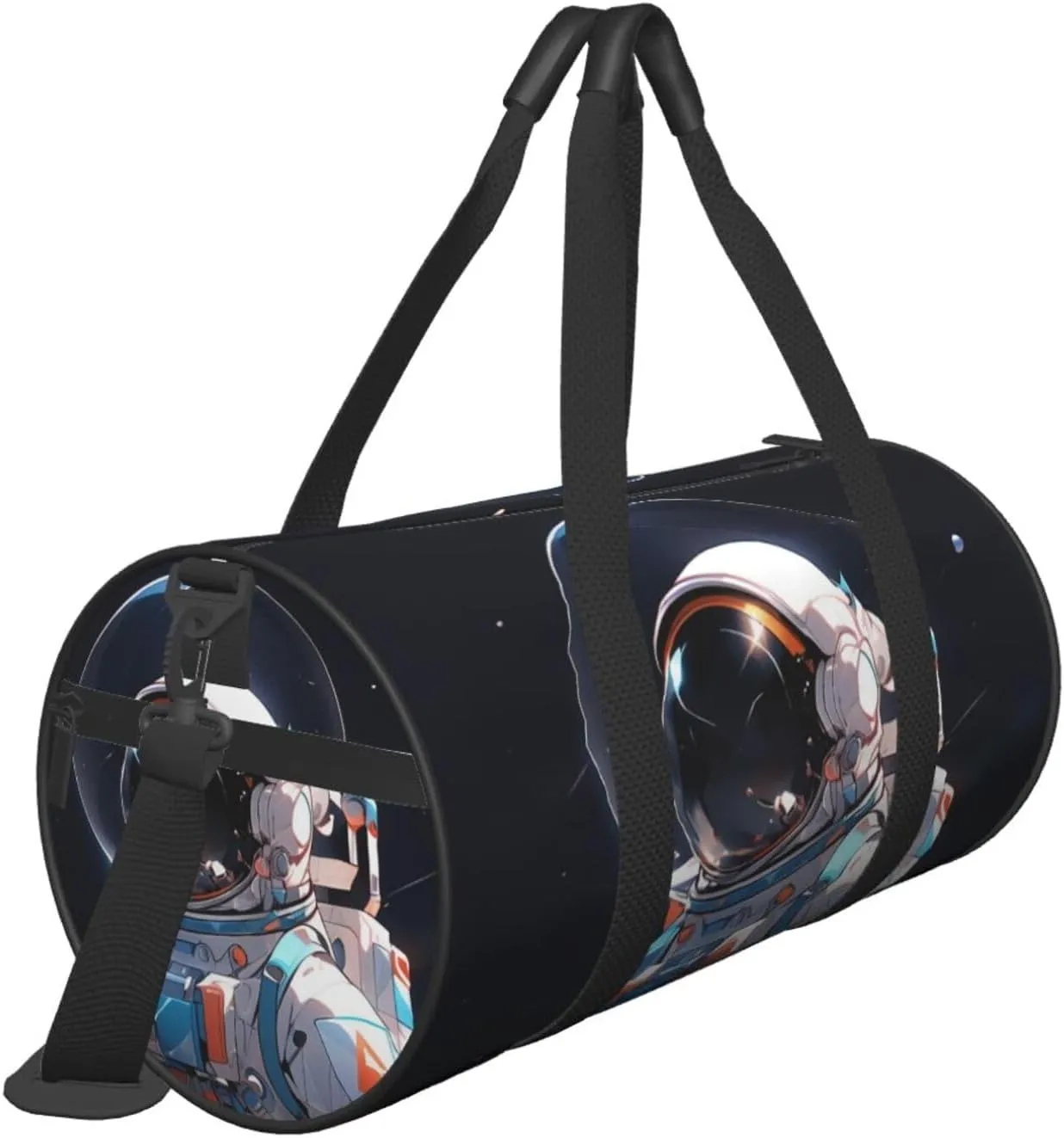 Lunar Astronaut Printed Travel Bag,Round Personal Item Storage bag,Foldie Duffel Bag for Traveling Vacation,Fitness,Sports