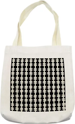 Lunarable Abstract Tote Bag, Paintbrush Inspired Uneven Vertical Stripes Geometric and Intersecting Lines, Cloth Linen Reusable Bag for Shopping Books Beach and More, 16.5" X 14", Cream