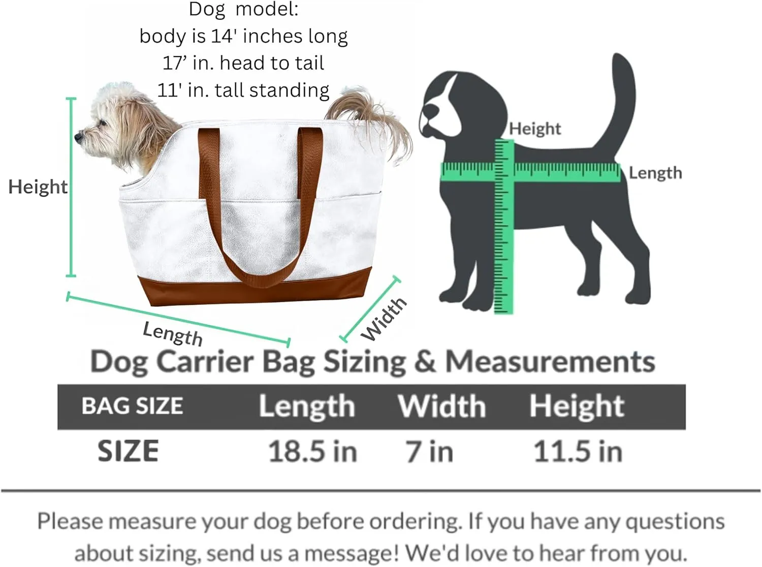 Luxury Dog Purse Carrier - White Faux Leather Pet Carrier, Secure Harness Clip, Tote Bag for Small Dogs and Puppies