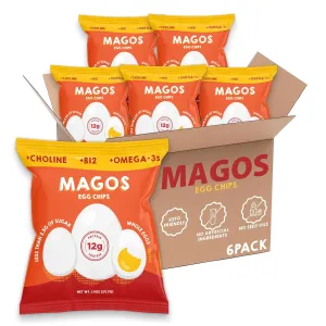 Magos Egg Chips – 12g High Protein, Low Carb, Keto & Gluten-Free, No Seed Oils, Deliciously Crunchy, 1.4oz Bags (6-Pack)