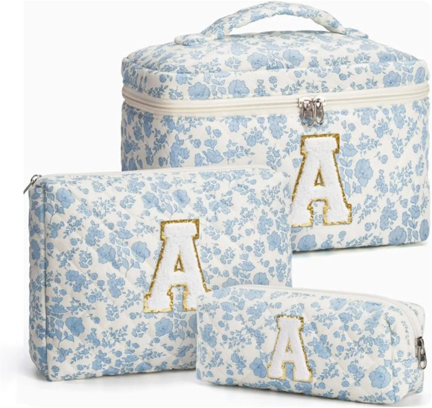 Makeup Organizer Toiletry Holder Handbag Zipper Closure Cosmetic Case Cosmetic Bag for Eyebrow Pencil Lipstick, 3pcs