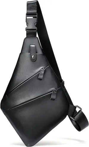 Man Vintage Sling Bag Shoulder Backpack Anti Theft Travel Chest Pack Crossbody Bag Outdoor Rucksack Sports(Black 2)
