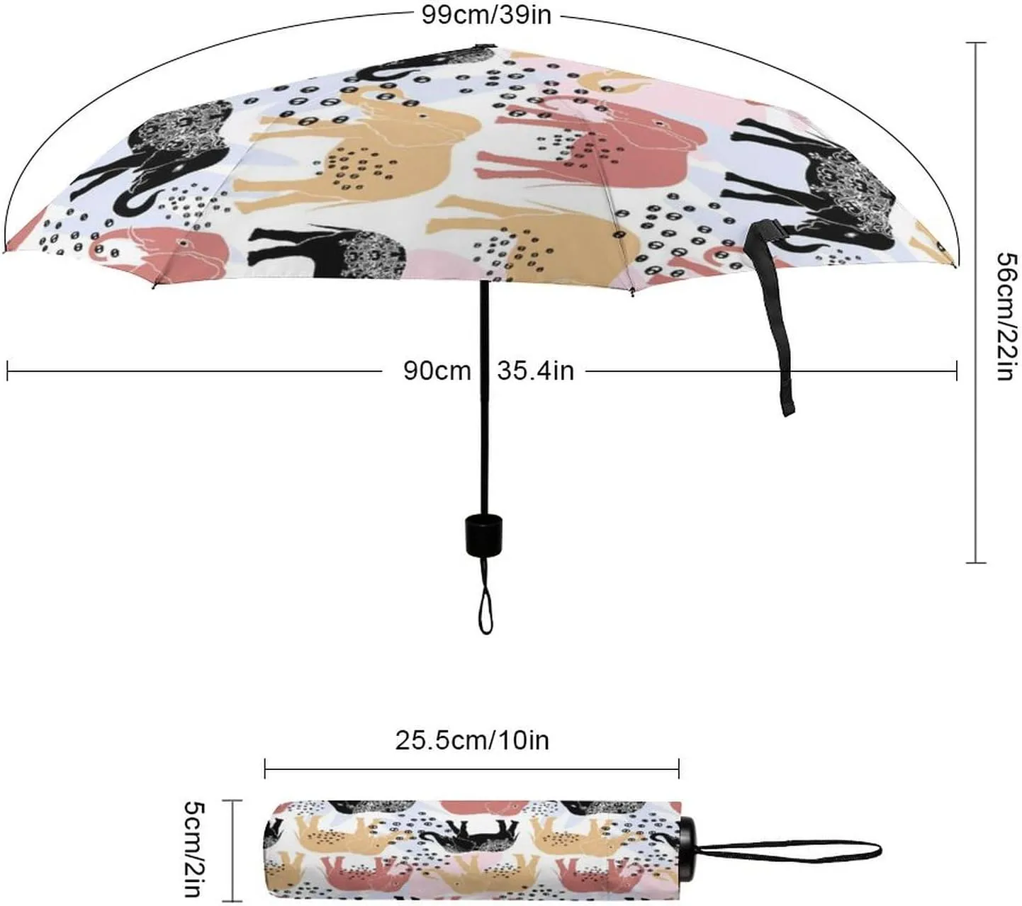Manual Open/Close Folding Umbrella, UV Sun Parasol UV Protection, Strong Travel Rain Umbrella