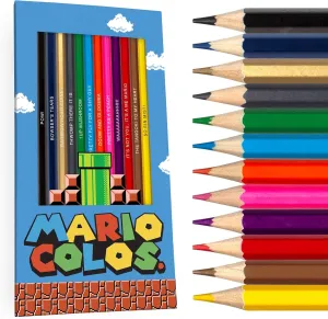 Mario-Inspired Colored Pencil Set – 12 Drawing & Coloring Pencils with Clever Game References – Super Mario-Inspired Gift for Kids & Adults – Art and Office Supplies – Soft Core, Travel Size
