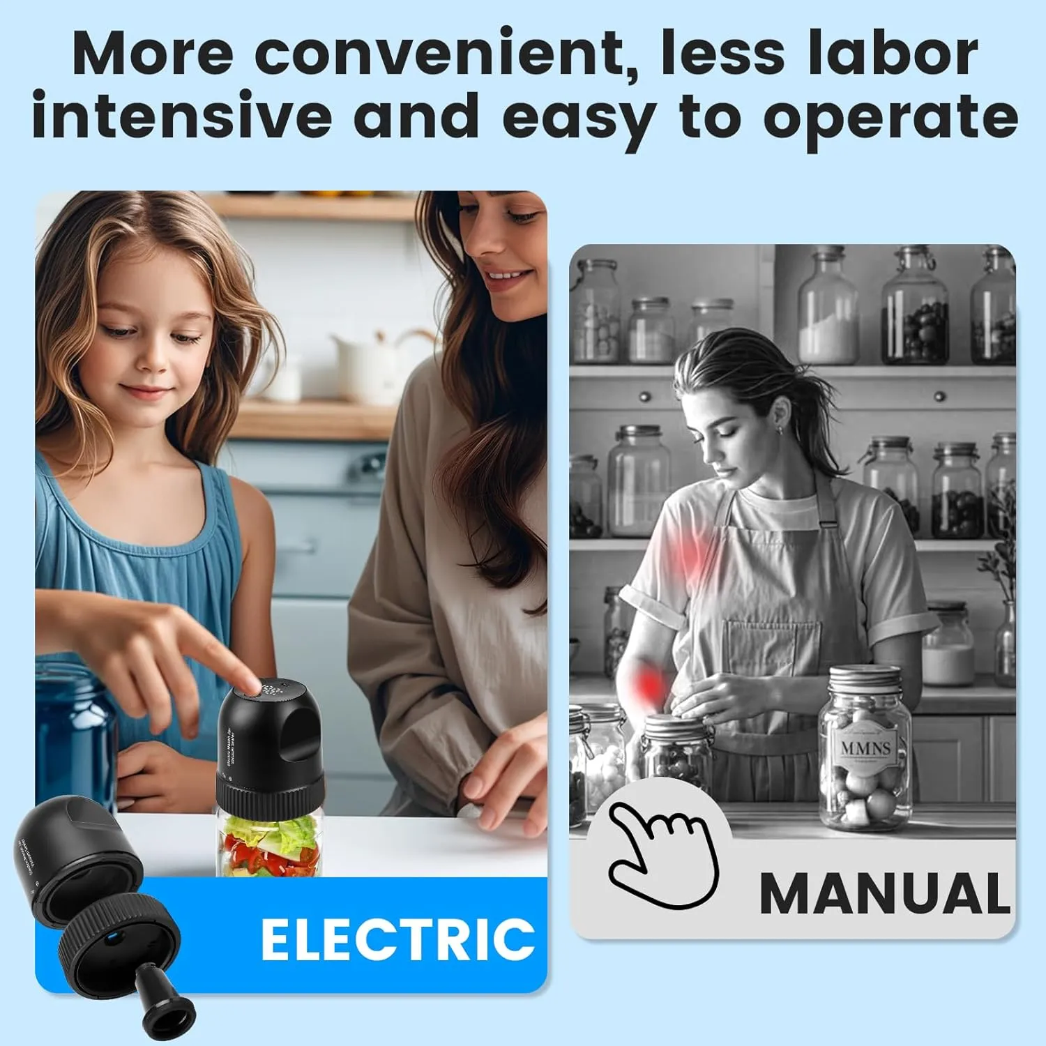 Mason Jar Vacuum Sealer, 3 in 1 Electric Jar Sealer Kit for Regular or Wide Mouth Mason Jars, Vacuum Seal Bags, 10 Lids, 2 Bags, Can Opener, Automatic Canning Sealing Machine for Food Storage