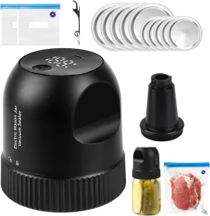 Mason Jar Vacuum Sealer, 3 in 1 Electric Jar Sealer Kit for Regular or Wide Mouth Mason Jars, Vacuum Seal Bags, 10 Lids, 2 Bags, Can Opener, Automatic Canning Sealing Machine for Food Storage