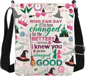 MBMSO Witch Musical Crossbody Bag Witchcraft Gift for Elphaba & Glinda Fans Defy Gravity Changed for Good Witch Princess Gift