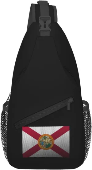 Mesh Style Flag Of Florida Crossbody Bags For Women Men Chest Backpack Gym Shoulder Bag Travel Outdoor Sports Casual Crossbody Bags