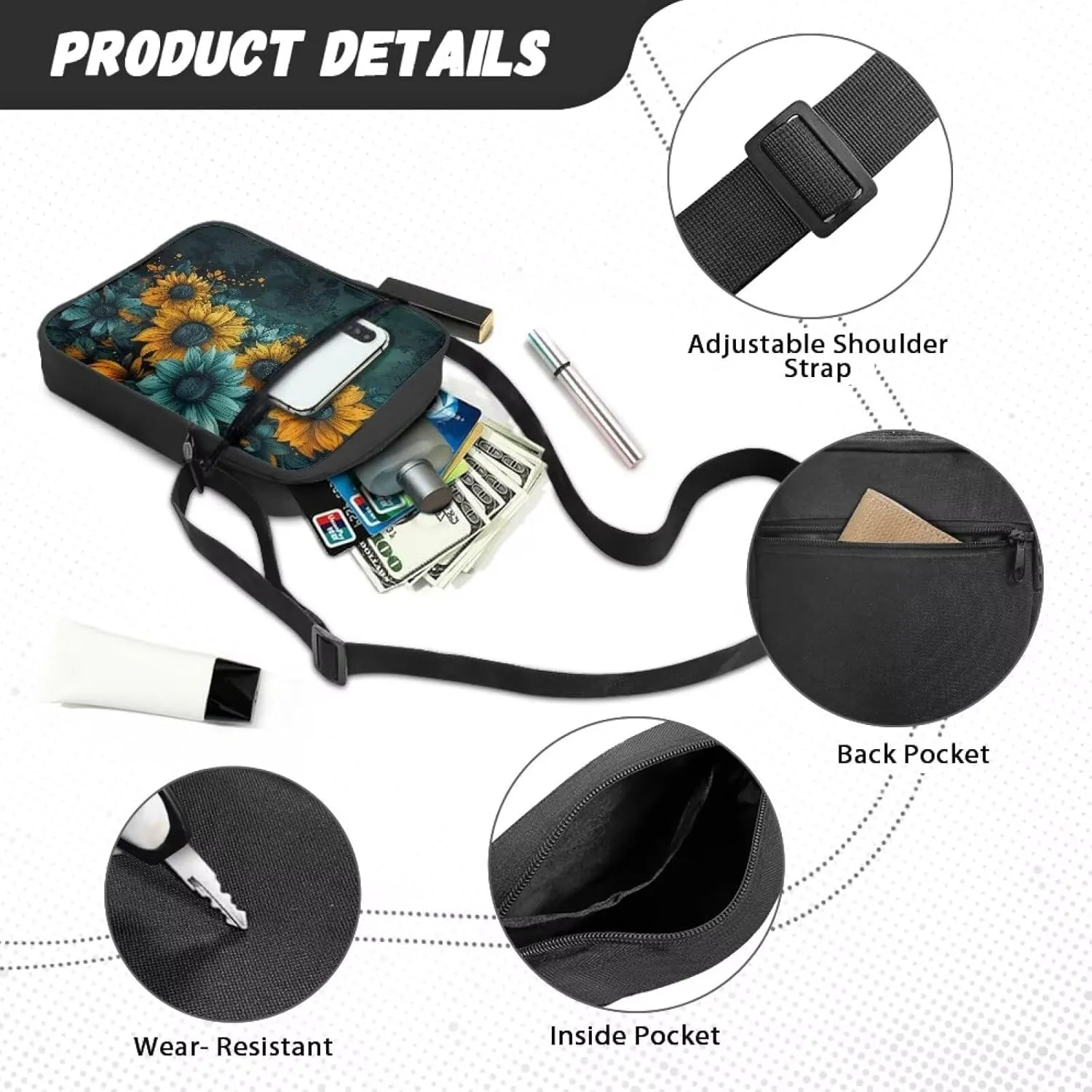 Messenger Bag for Women Crossbody Cell Phone Purse Small Shoulder Pouch for Outdoor