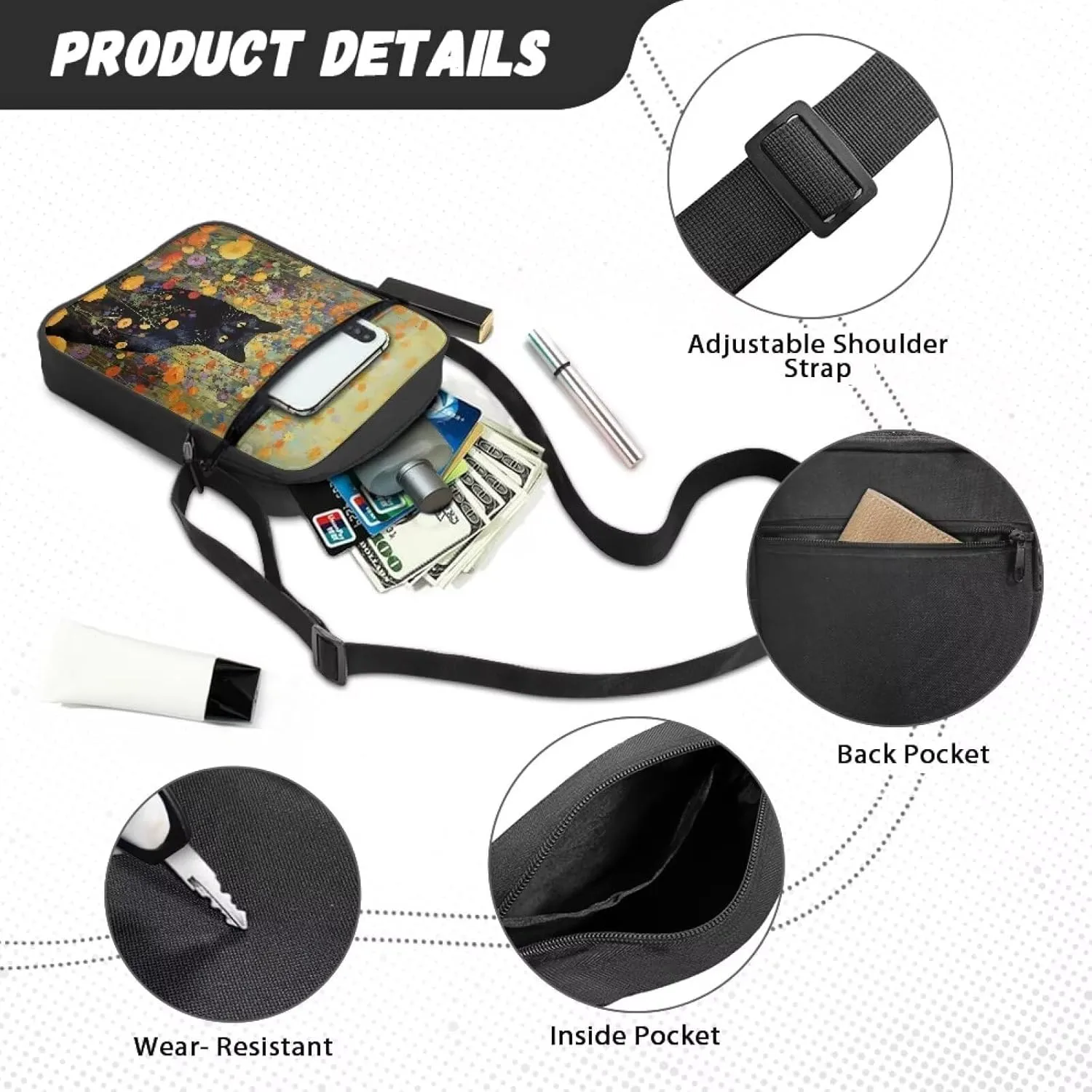 Messenger Bag for Women Crossbody Small Cell Phone Purse Wallet for Outdoors Travel