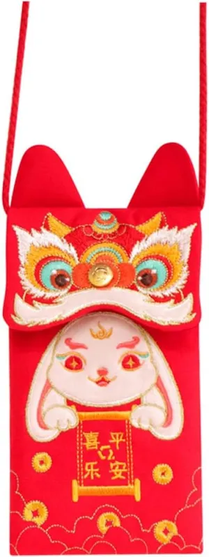 Messenger Bag Red Envelope for Adults Spring Festival Red Envelopes Chinese Money Packet Crossbody Small Bag Chinese Envelope Packets Cartoon Child Spring Festival Bag Canvas
