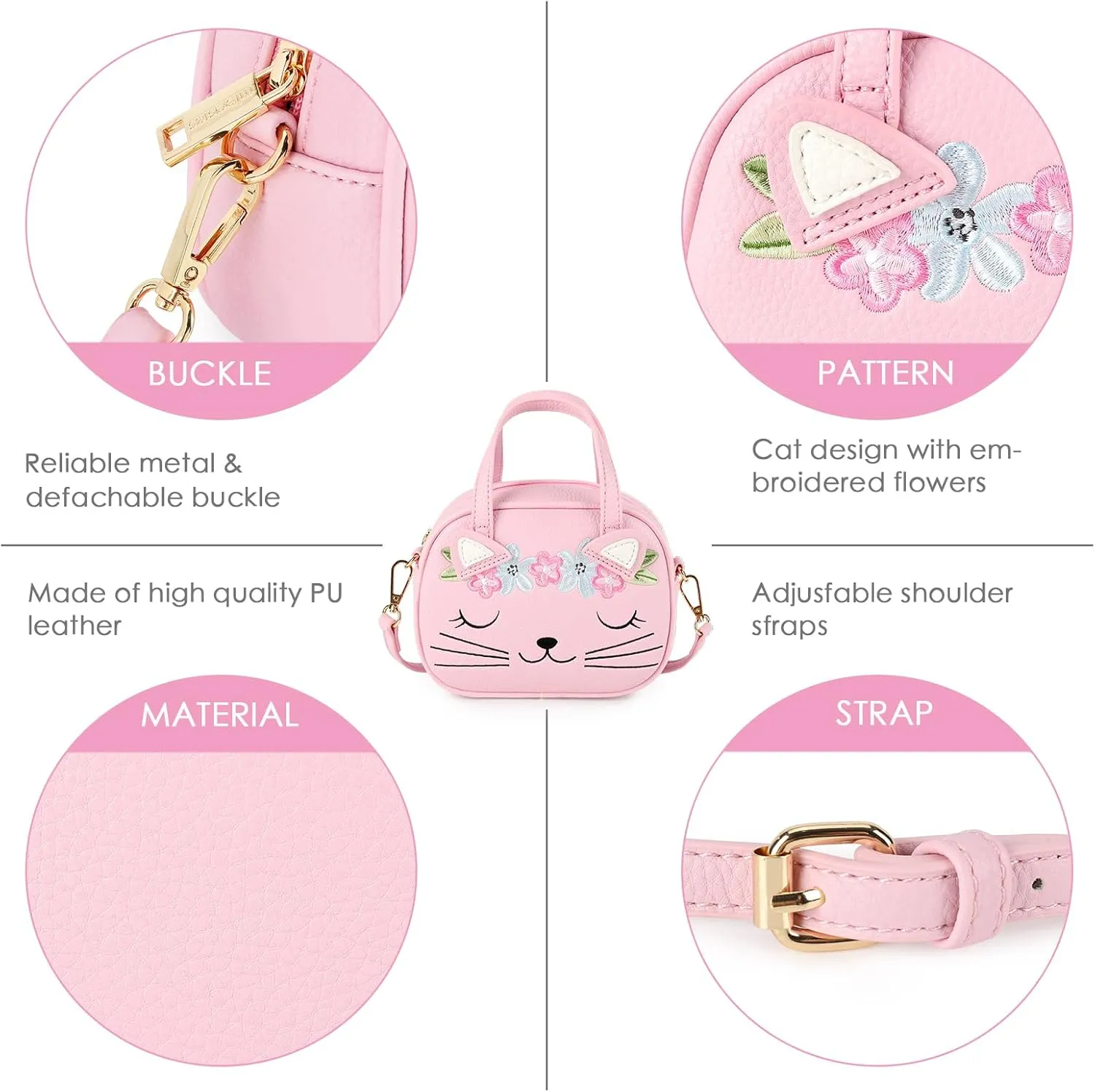 mibasies Toddler Purse for Little Girls Handbags Kids Age 3-8 Cat purse