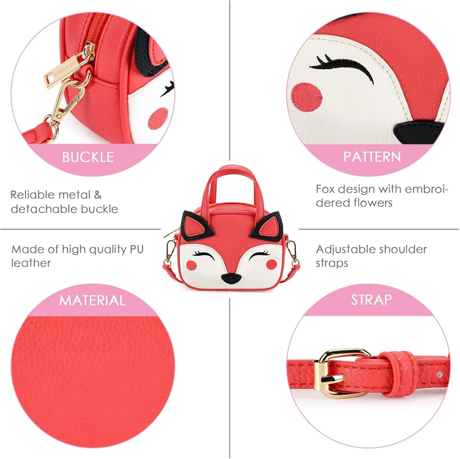 mibasies Toddler Purse for Little Girls Handbags Kids Age 3-8 Fox purse