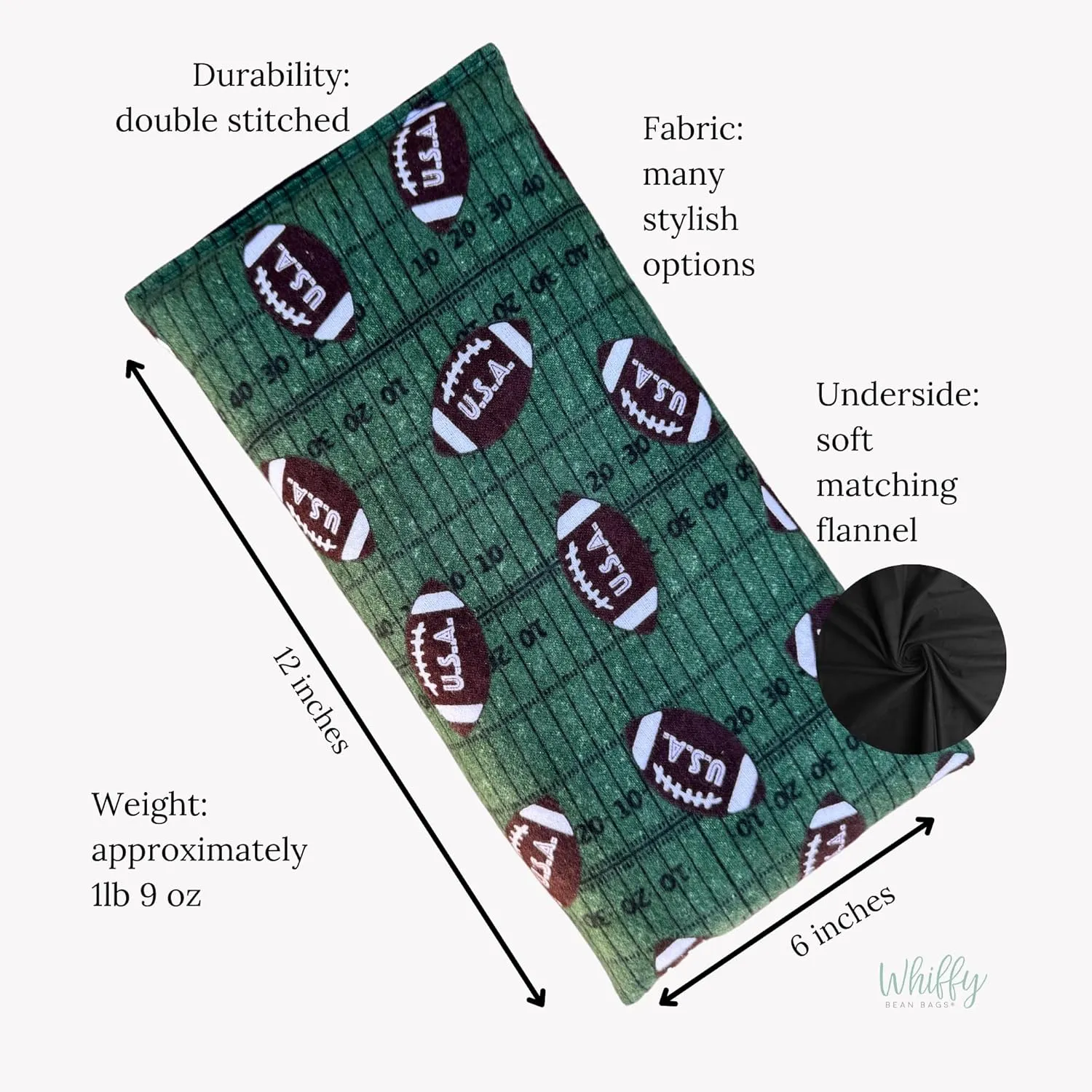 Microwavable Heating Pad, Hot Cold Pack for Sore Muscles, Back Pain, Cramps, Sports Injury (Football, Large- 12" x 6")
