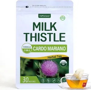 Milk Thistle (Cardo Mariano) Herbal Complex for Liver Health Support with Blessed Thistle, Cassia Seed Extract. 30 Bags
