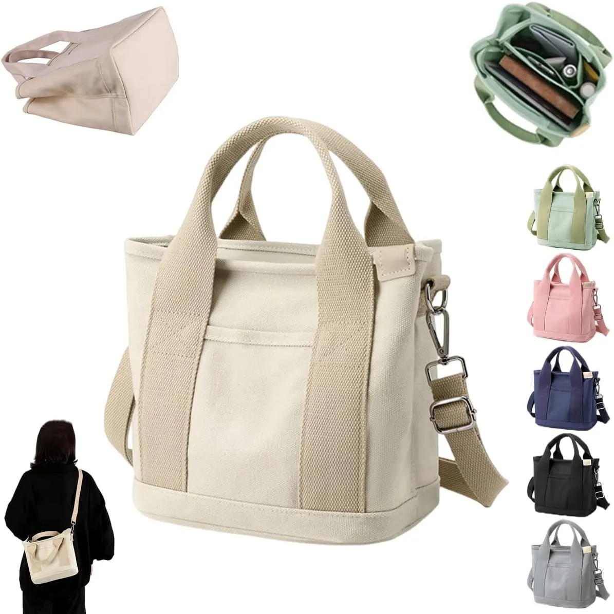 Misawa Shinichiro Japanese Handmade Large Capacity Multi-Pocket Handbag, Lunchbox Bag, Crossbody Bag for Women