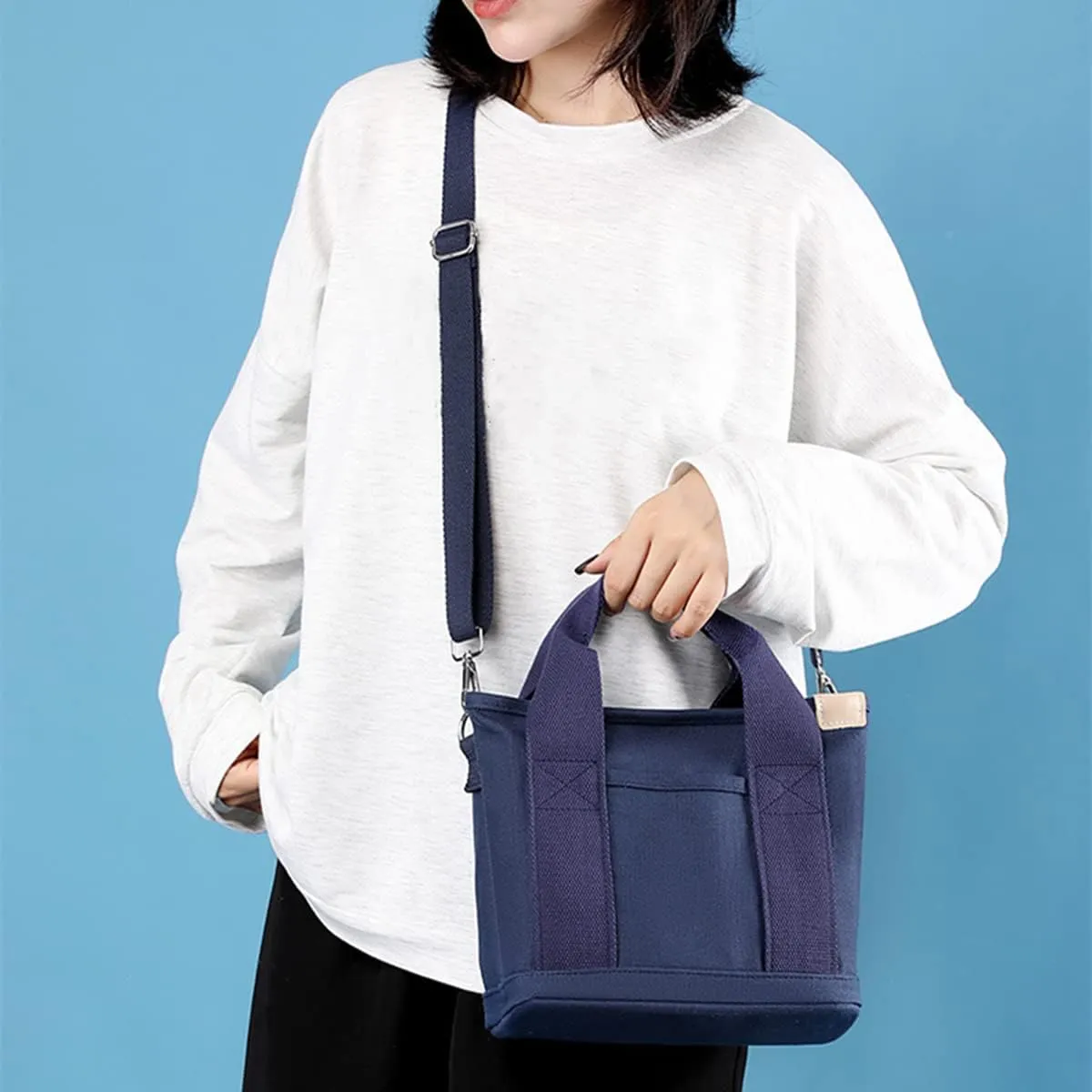 Misawa Shinichiro Japanese Handmade Large Capacity Multi-Pocket Handbag, Lunchbox Bag, Crossbody Bag for Women