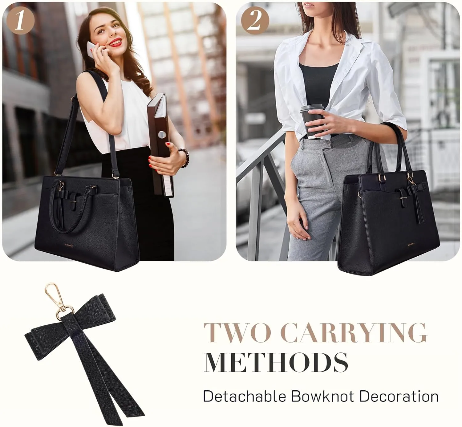 Missnine Laptop Tote Bag for Women 15.6 Inch Leather Work Bags Teacher Computer Purse Briefcase Handbag for Office, Travel