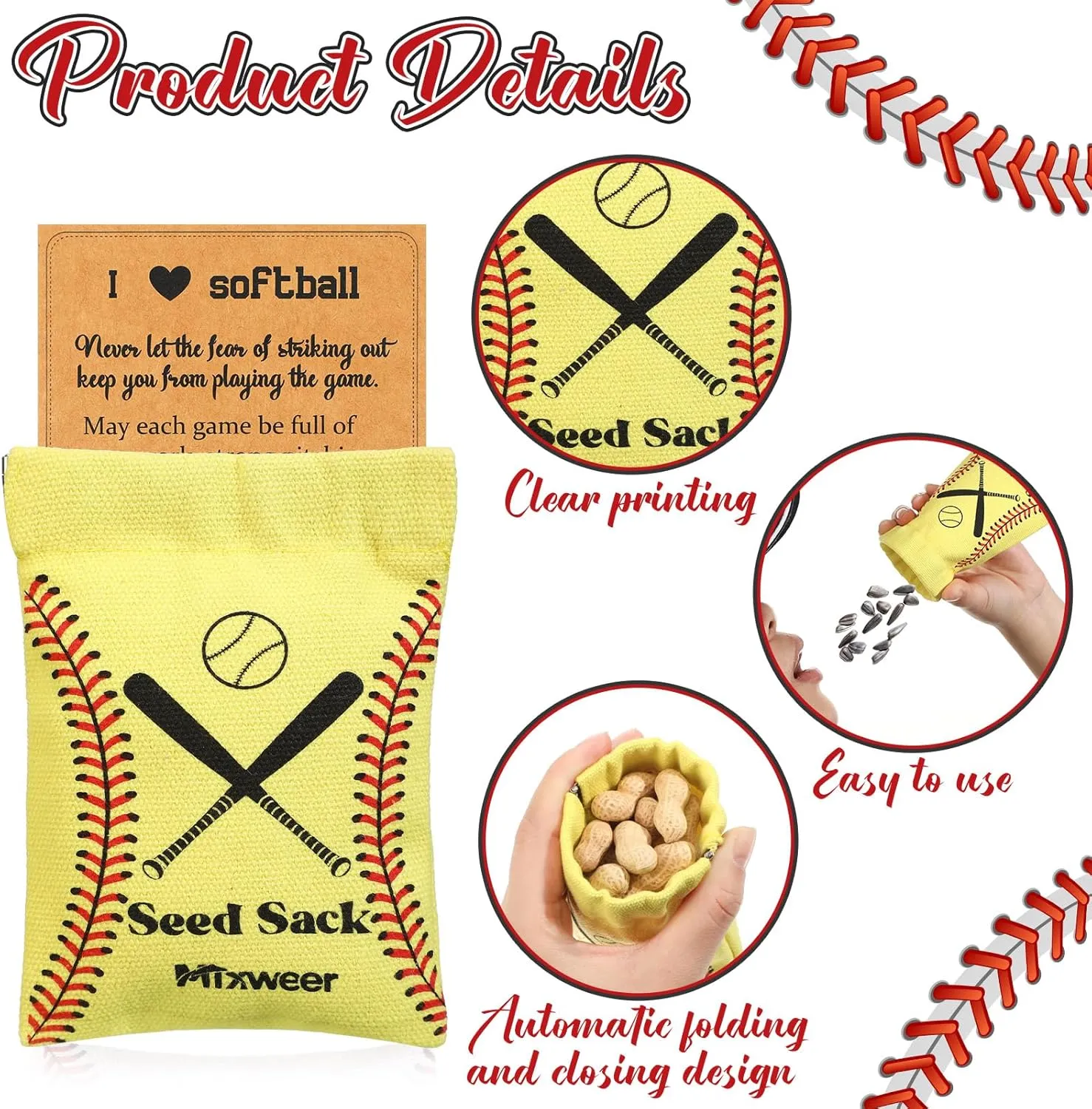 Mixweer 12 Sets Seed Sack Bags for Team with Message Gift Card Seed Sack for Sunflower Seed Sack Bags for Players Personalize Team Gift Bags for Party