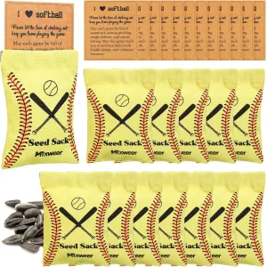 Mixweer 12 Sets Seed Sack Bags for Team with Message Gift Card Seed Sack for Sunflower Seed Sack Bags for Players Personalize Team Gift Bags for Party