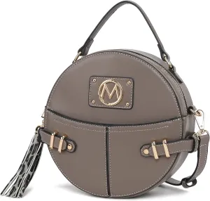 MKF Collection Round Bag for Women, Vegan Leather Circle Crossbody Bag Shoulder Purse by Mia K