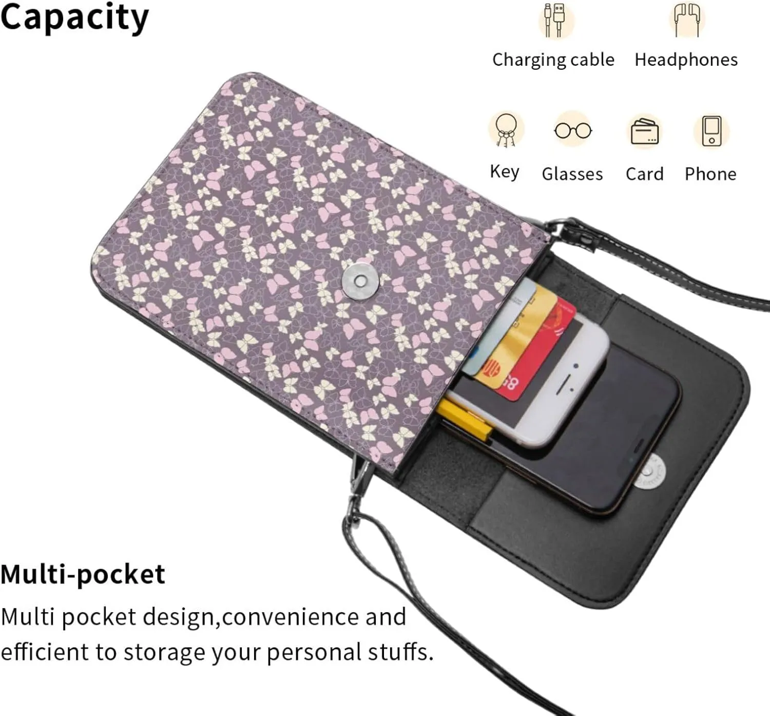 Mmm Fight Womens Crossbody Bags Deer Pattern Phone Bag Wallet Purses Adjustable Strap