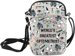 MNIGIU Optometry Optician Gift World's Greatest Optometrist Crossbody Bag Ophthalmic Tech Gift Eye Doctor Manager Bag