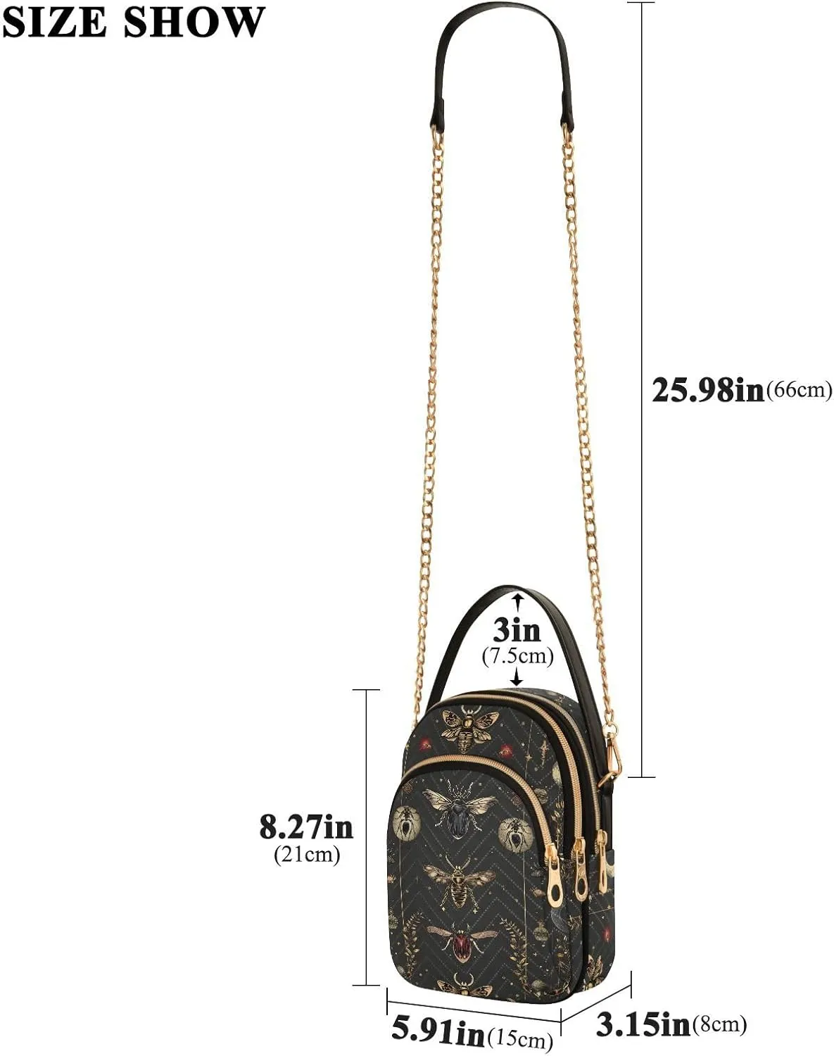 MNSRUU Quilted Crossbody Bags for Women Trendy, Women's Crossbody Handbags Gothic Bats Travel Cell Phone Purses Bags