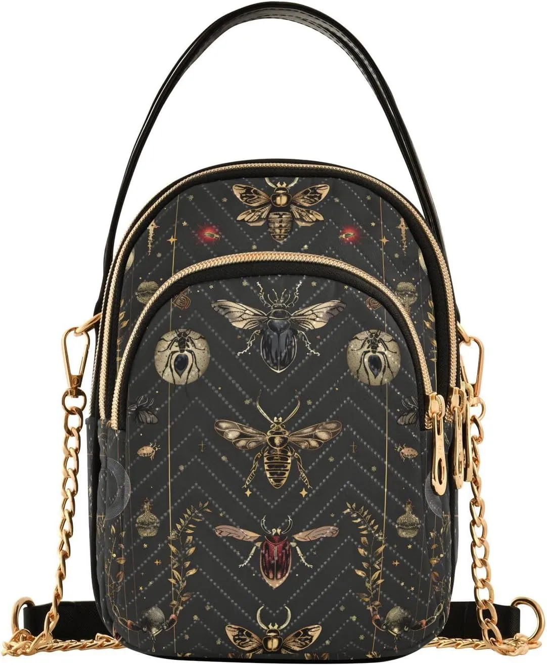 MNSRUU Quilted Crossbody Bags for Women Trendy, Women's Crossbody Handbags Gothic Bats Travel Cell Phone Purses Bags