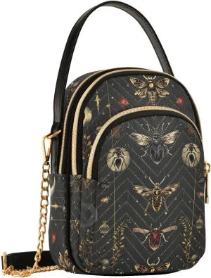 MNSRUU Quilted Crossbody Bags for Women Trendy, Women's Crossbody Handbags Gothic Bats Travel Cell Phone Purses Bags