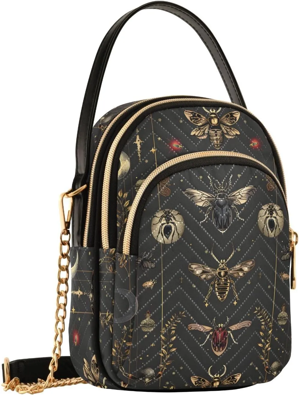 MNSRUU Quilted Crossbody Bags for Women Trendy, Women's Crossbody Handbags Gothic Bats Travel Cell Phone Purses Bags