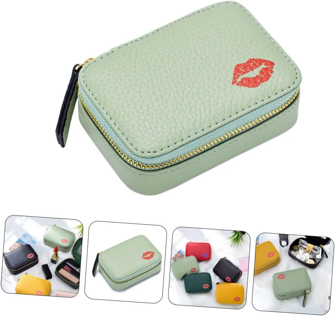 Mobestech Cosmetic Bag Lipsticks Pouch Lipstick Travel Case Womens Menstrual Pad Lipstick Holder Small Jewelry Bag Travel Makeup Bag Lip Gloss Mirror Bag Miss Small Wallet Make up Pu