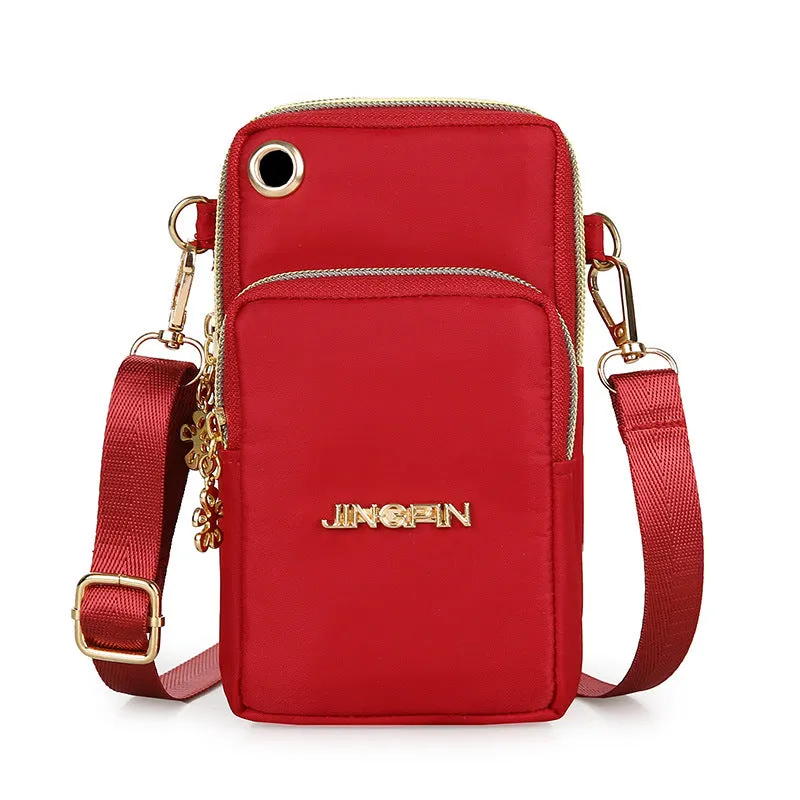 Mobile Phone Bag, Women's 3-layer Zipper Design Small Crossbody Shoulder Bags Wallet Coin Purse