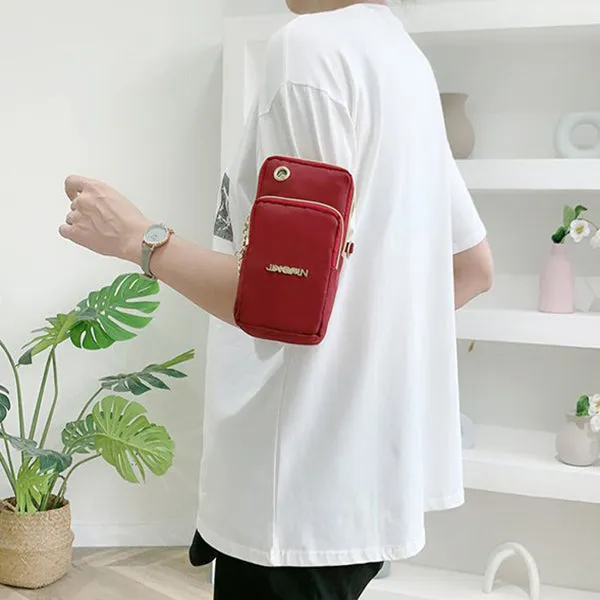 Mobile Phone Bag, Women's 3-layer Zipper Design Small Crossbody Shoulder Bags Wallet Coin Purse