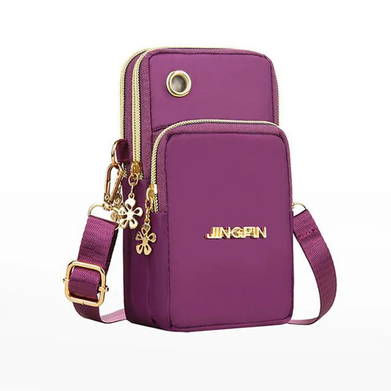 Mobile Phone Bag, Women's 3-layer Zipper Design Small Crossbody Shoulder Bags Wallet Coin Purse