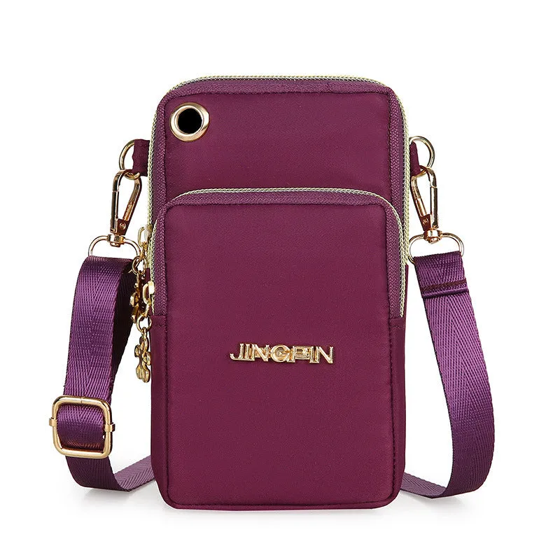 Mobile Phone Bag, Women's 3-layer Zipper Design Small Crossbody Shoulder Bags Wallet Coin Purse