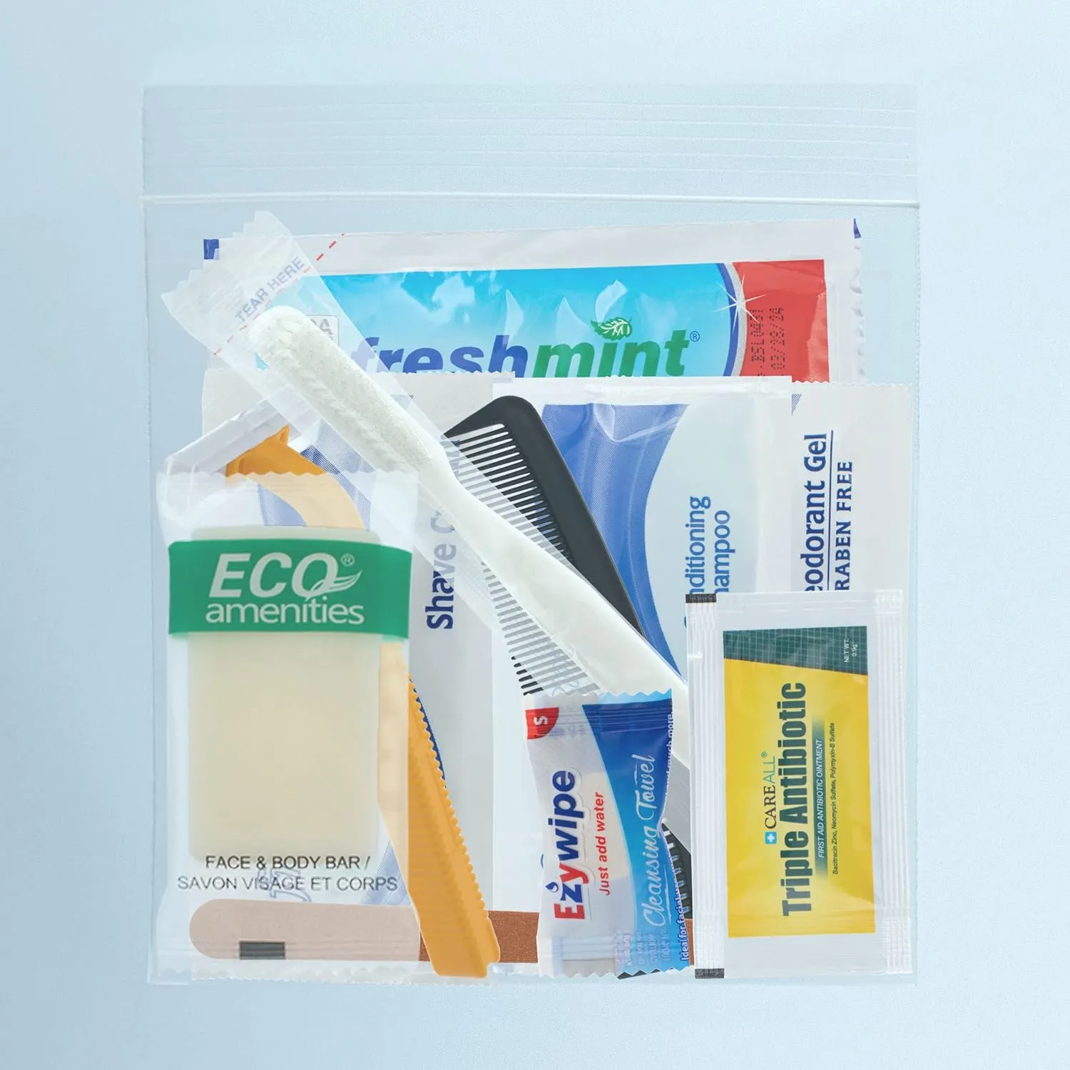 Moda West 96 Kits - 12 Piece Basic Bulk Toiletry Kits for Men, Women, Travel, Charity - Wholesale Hotel Toiletries