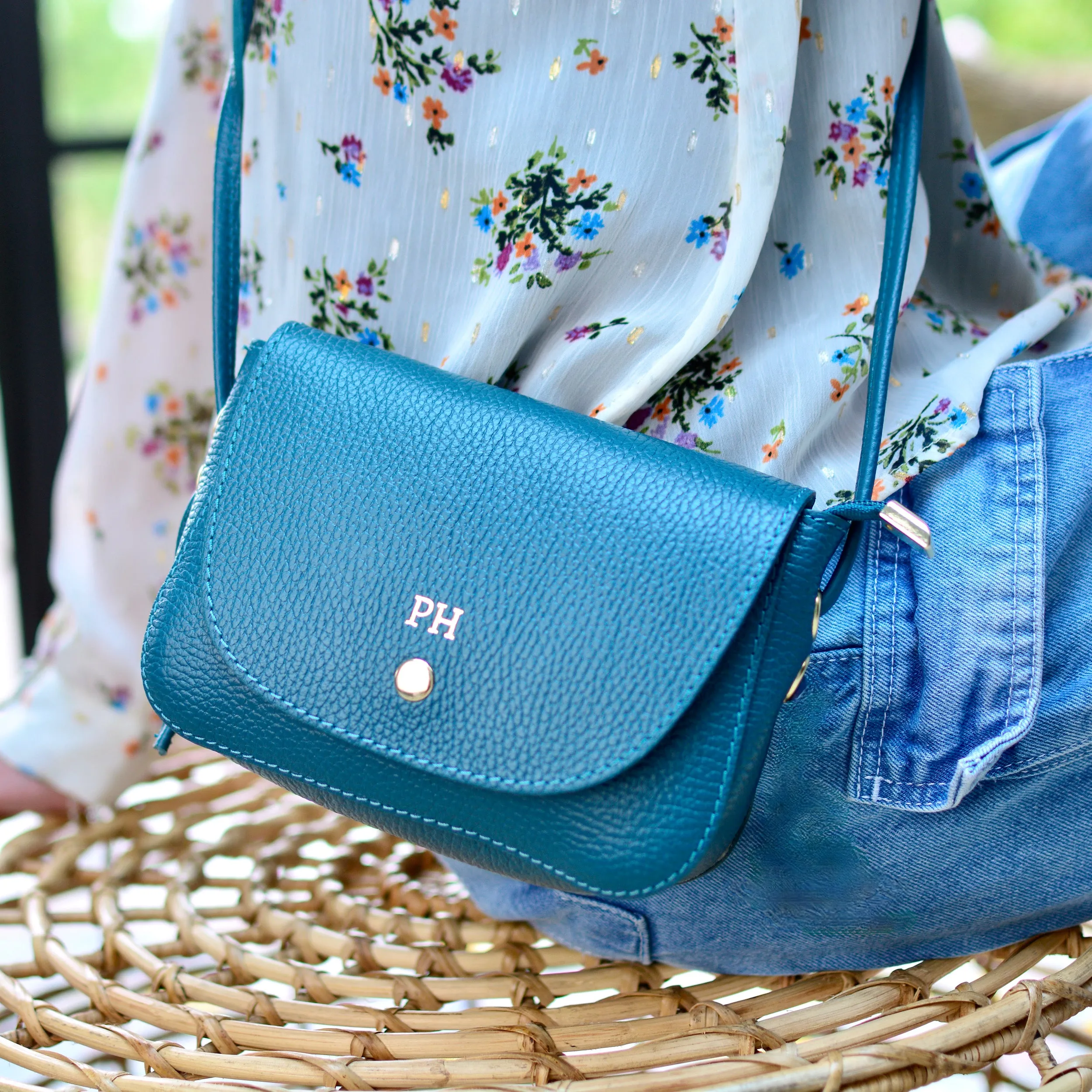 Monogram Small Leather Saddle Bag