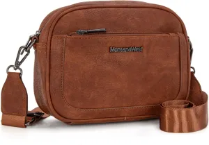 Montana West Small Crossbody Bags for Women Cow Print Purse Triple Zip Shoulder Handbags with Wide Strap