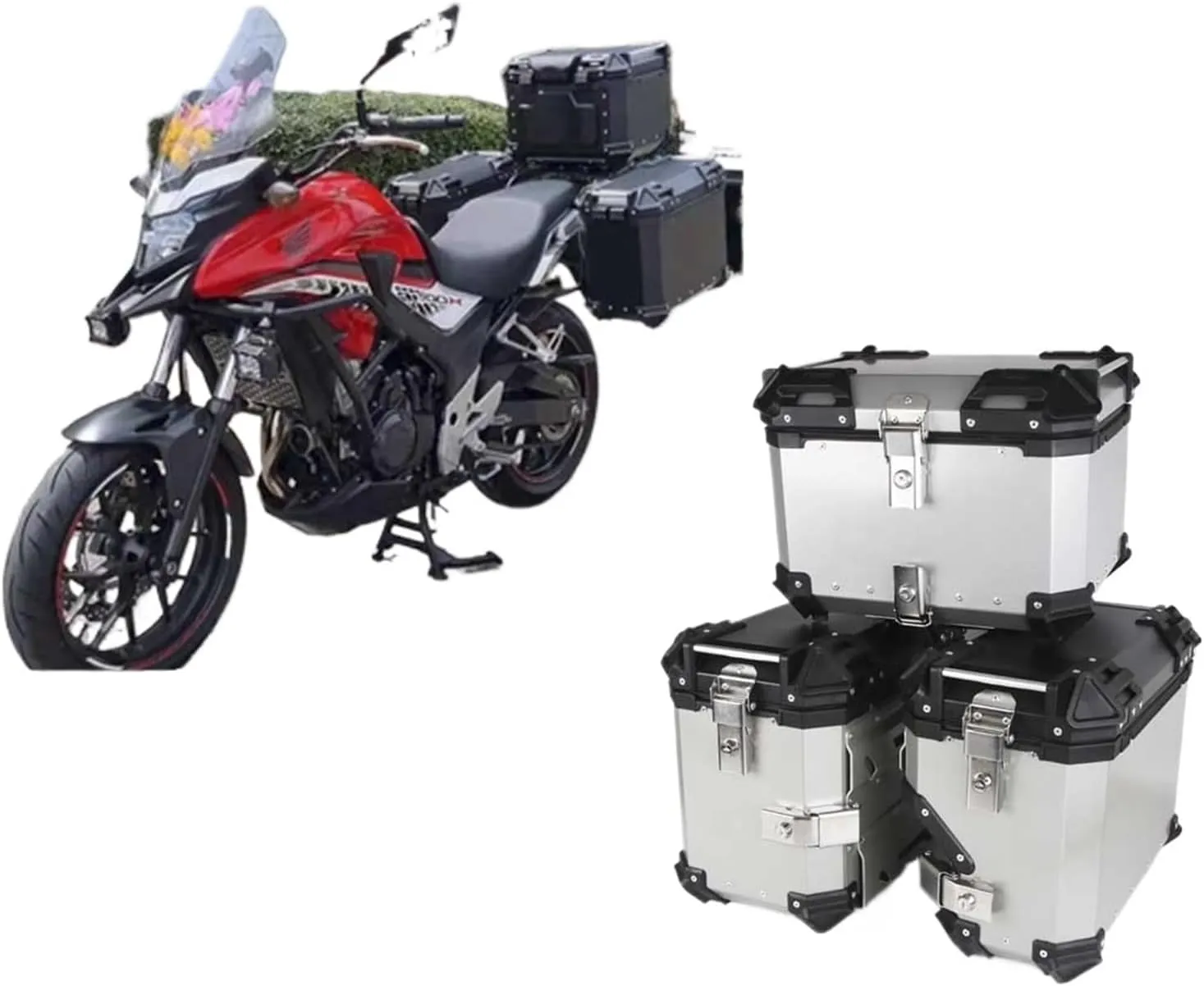Motorcycle Side Case Top Luggage Box Bag Storage Moto Trunk Rear Helmet Topcase Accessories Compatible With CB500X CB400X 2018-2021 (Color : 45L Topcase Black)