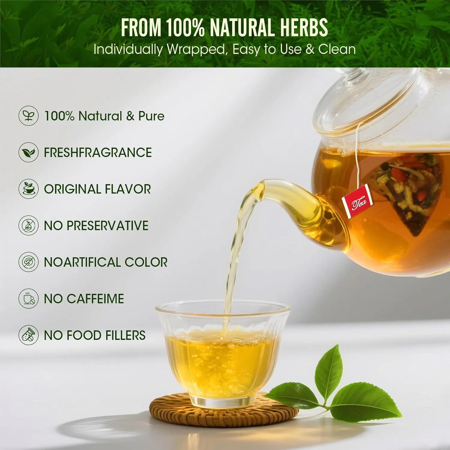 MQUPIN Dandelion Wolfberry Tea Bags-10 Herbal Ingredients Blend, Organic Kidney& Liver Health Tea,Chrysanthemunn Cassia Seed Teabags-Support Digestion & Boost Immune System((1 Bag 30 Pcs)