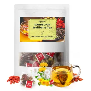 MQUPIN Dandelion Wolfberry Tea Bags-10 Herbal Ingredients Blend, Organic Kidney& Liver Health Tea,Chrysanthemunn Cassia Seed Teabags-Support Digestion & Boost Immune System((1 Bag 30 Pcs)