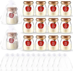 MTLEE 12 Pcs Teacher Appreciation Gifts Bulk Scented Soy Wax Fragrance Thank You Candle in Organza Bags Aromatherapy jar Inspirational Candle Gift for Teachers,School Staff,12 Fragrances(Cute)