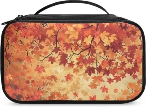 Multi-function Cosmetic Bag for Women Fall Maple Leaves Travel Hanging Organizer Bag for Brushes,Toiletry,Cosmetics Storage Bag